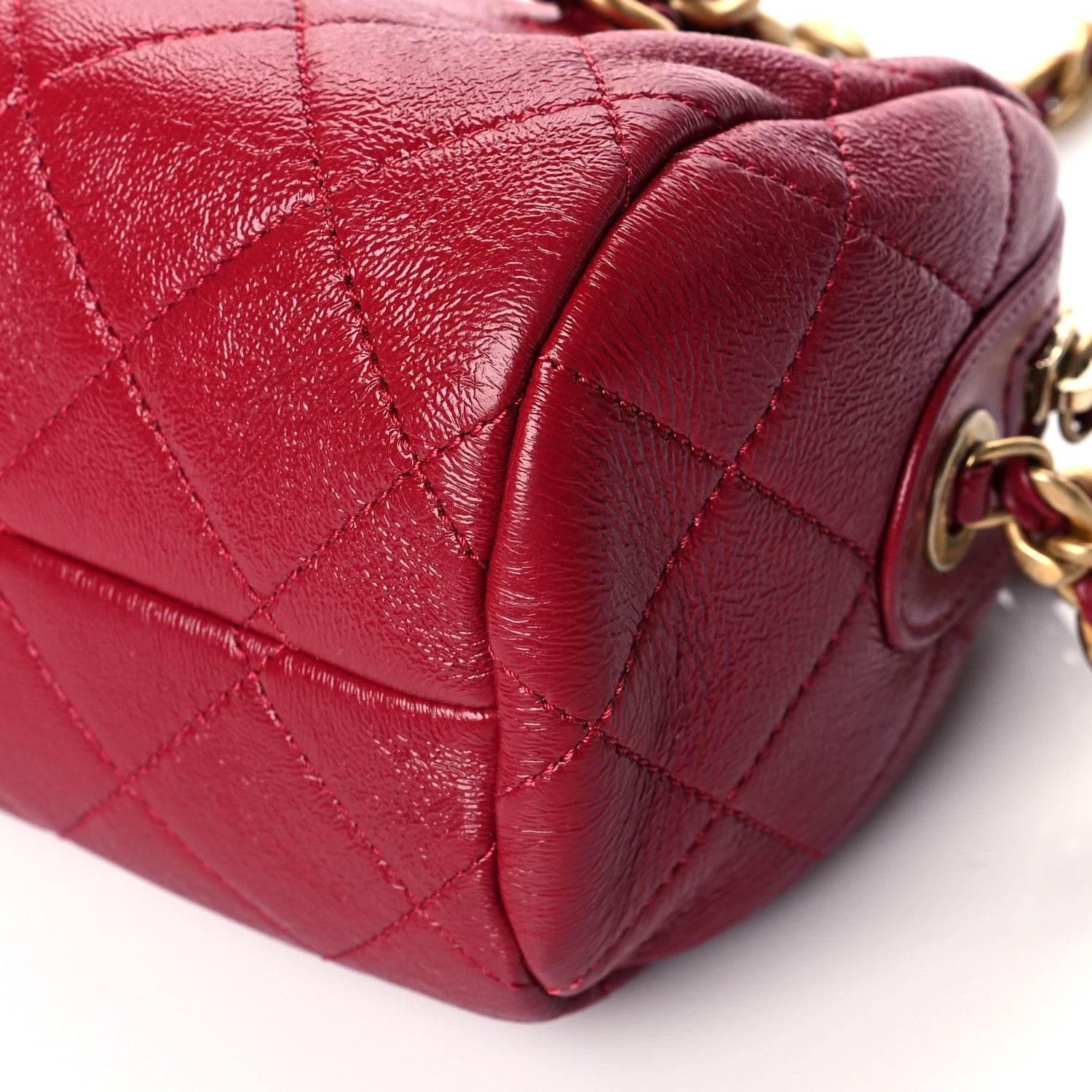 Chanel Shiny Lambskin Quilted Small Fashion Therapy Bowling Bag Dark Pink 10 of 12