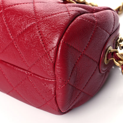 Chanel Shiny Lambskin Quilted Small Fashion Therapy Bowling Bag Dark Pink 10 of 12