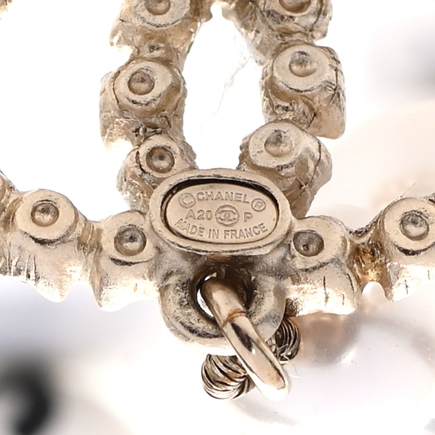 Chanel Pearl Crystal Coco's Pearls CC Long Drop Earrings Pearly White Gold Black 4 of 5