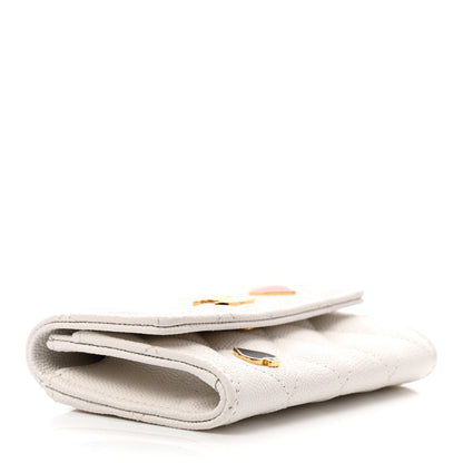 Chanel Caviar Quilted Enamel Coco Casino Flap Card Holder Wallet White 3 of 8