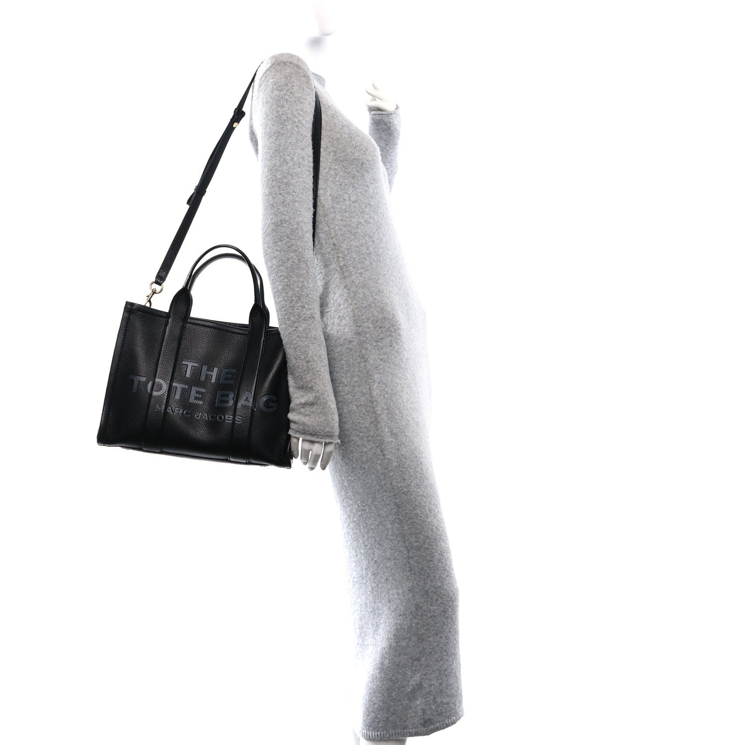 Marc Jacobs Grained Calfskin Medium The Tote Bag Black 3 of 9
