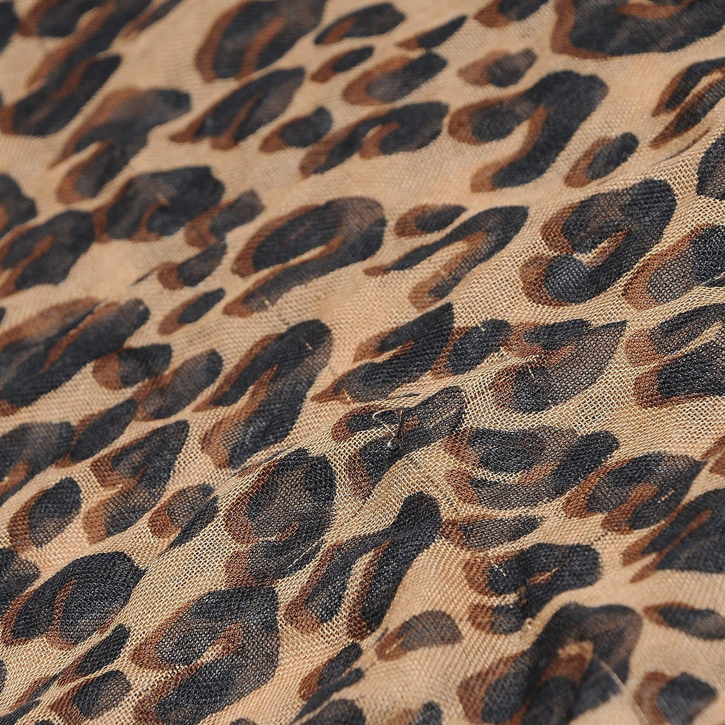Cashmere Silk Leopard Etole Stole Marron