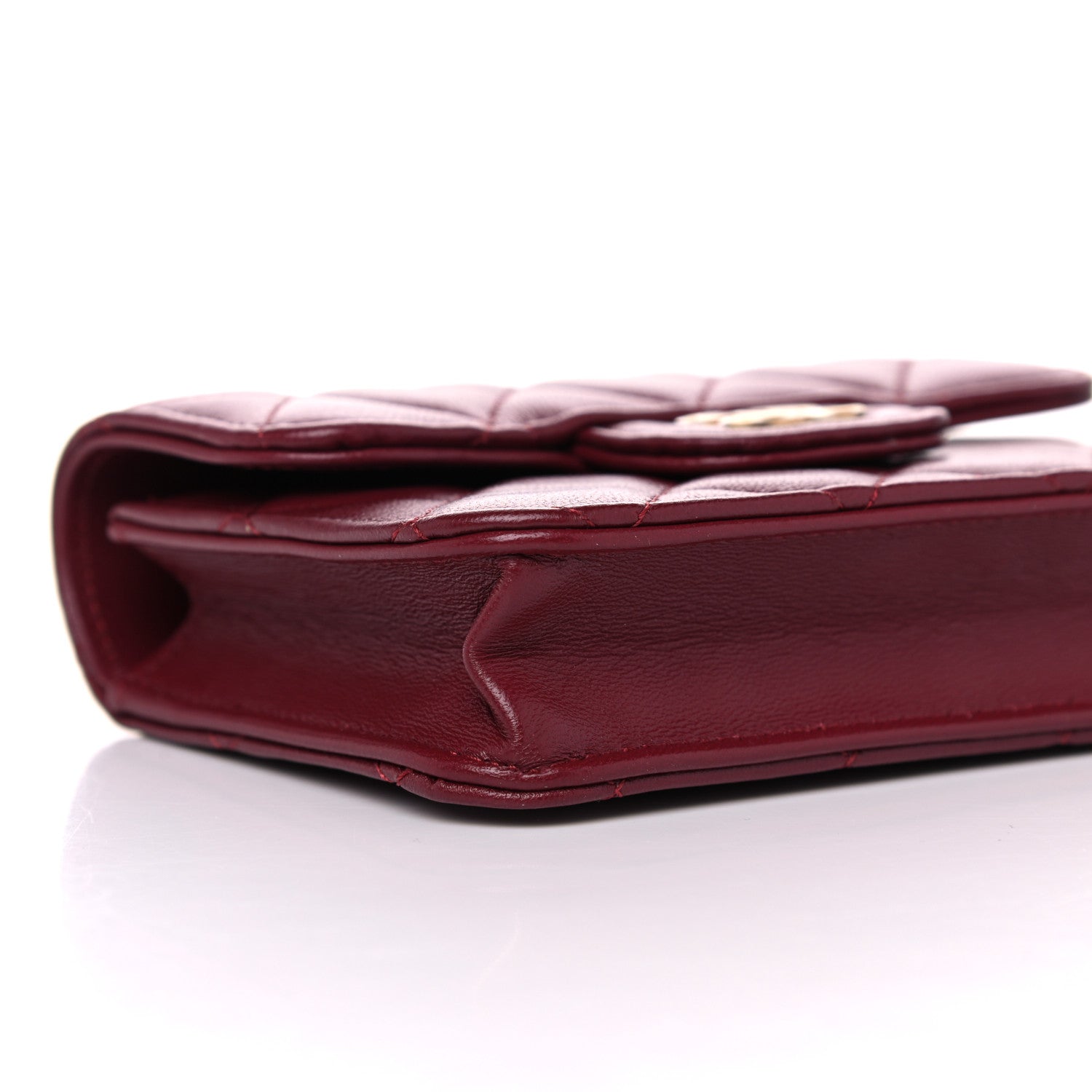 Chanel Lambskin Quilted Top Handle Flap Coin Purse With Chain Burgundy 6 of 8