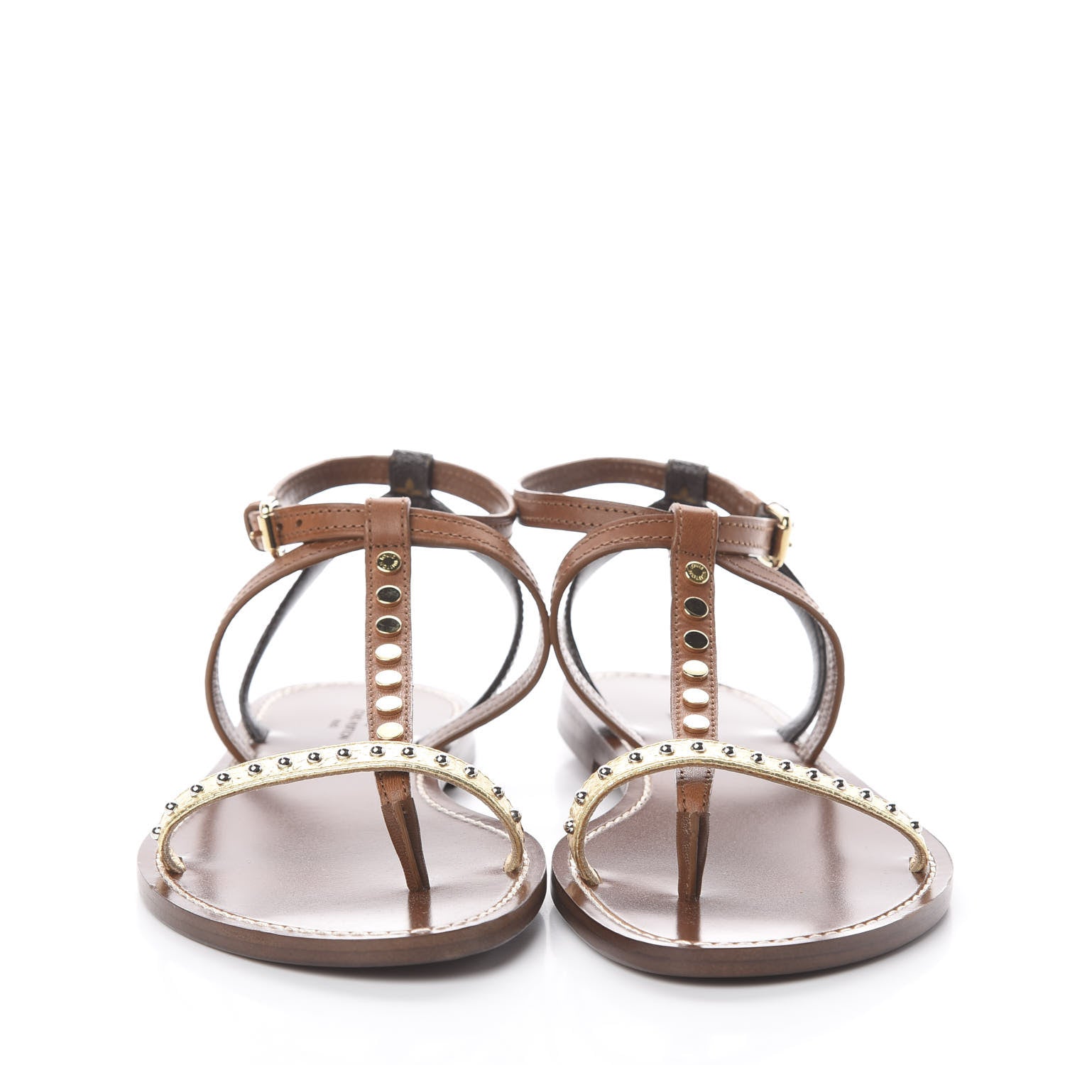Louis Vuitton Monogram Wayside Flat Sandals 37.5 Gold 3 of 7
