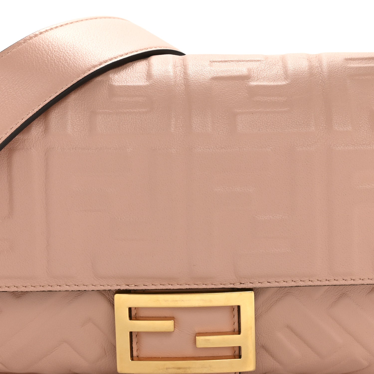 Fendi Nappa FF 1974 Embossed Baguette Rosa Bourbon 8 of 13