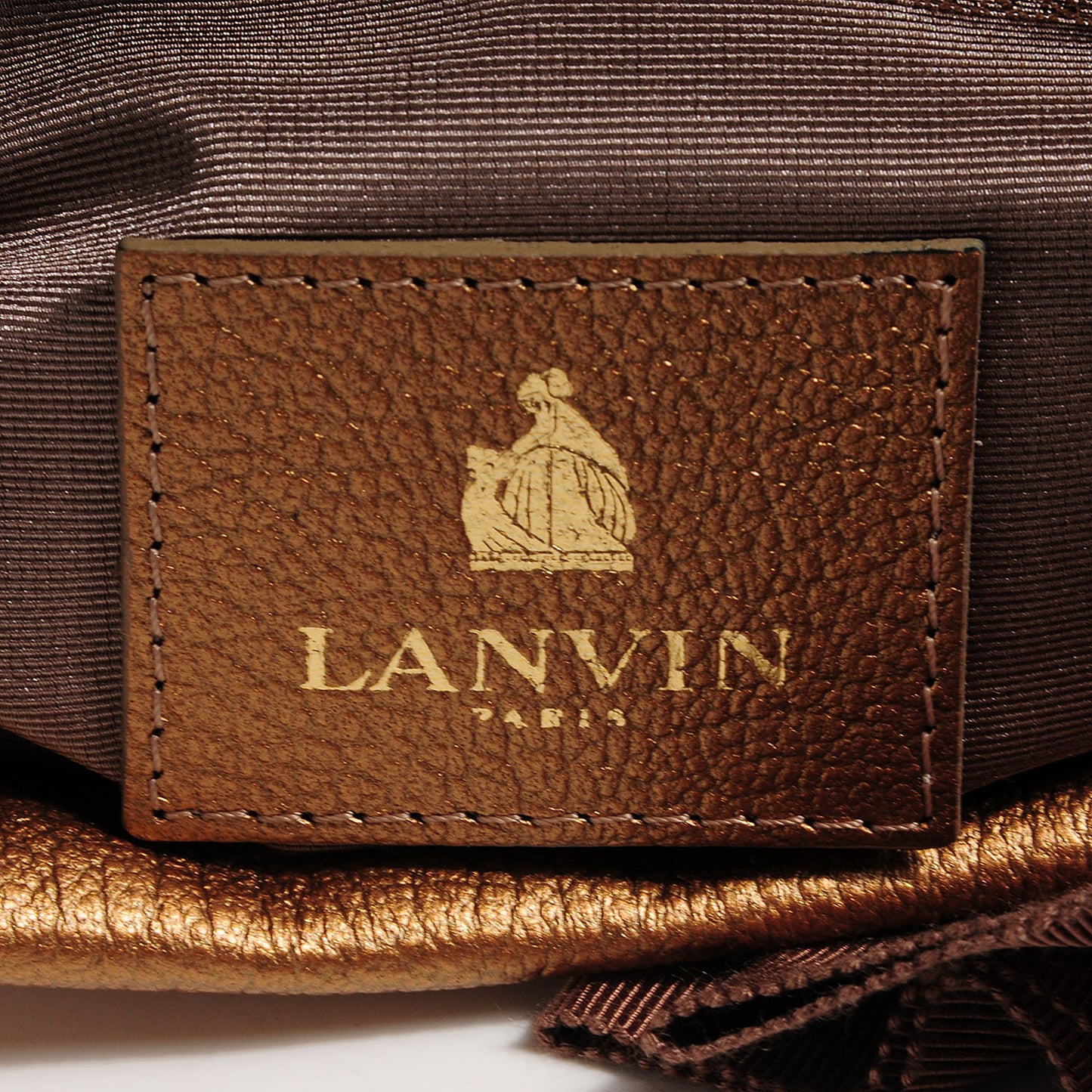 Metallic Sheepskin Quilted Pouch Bronze