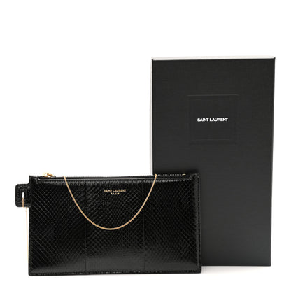Saint Laurent Snakeskin Pouch With Chain Black 11 of 11
