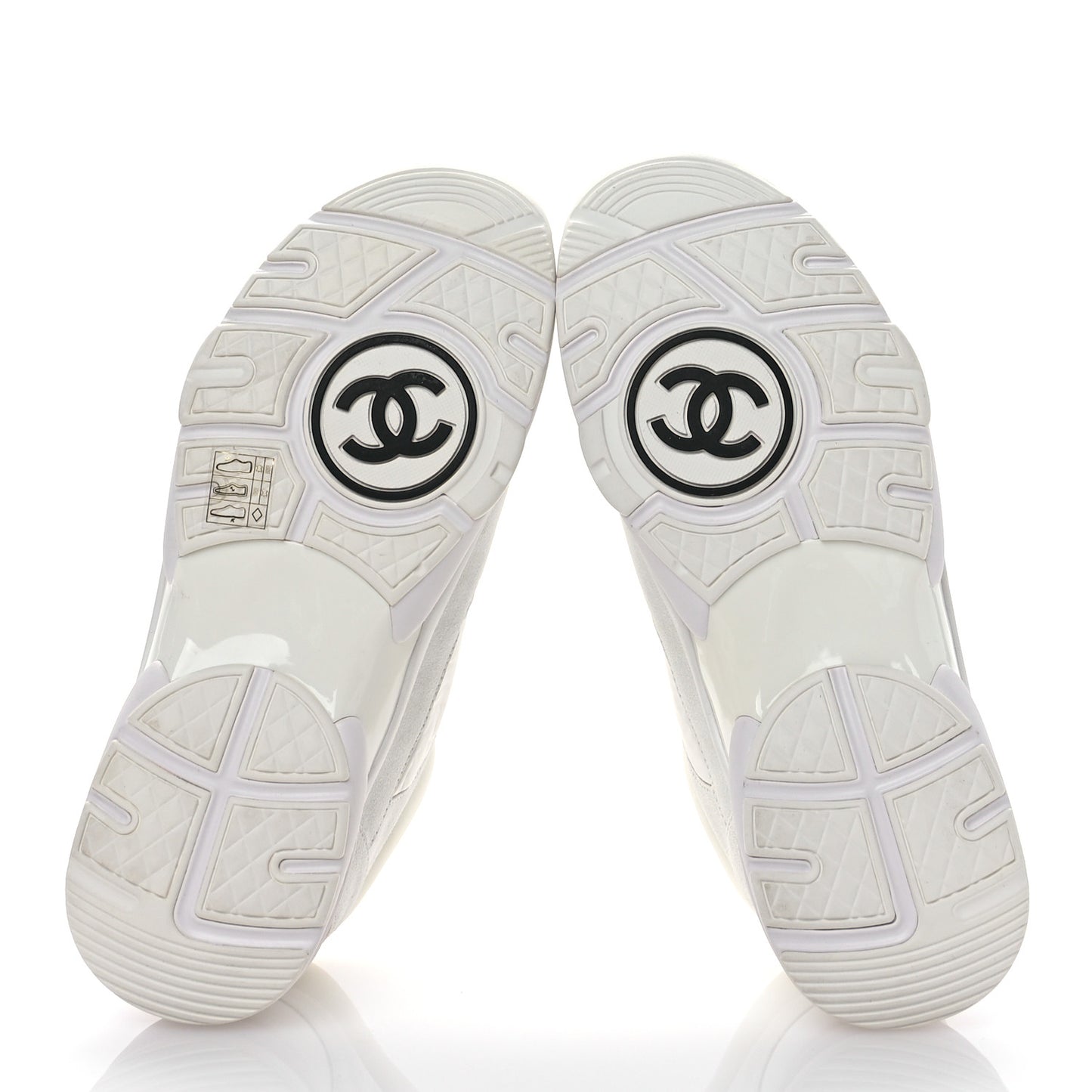 Suede Calfskin Fabric CC Sneakers 38.5 White