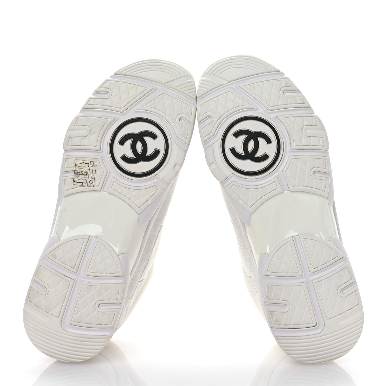 Chanel Suede Calfskin Fabric CC Sneakers 38.5 White 5 of 8