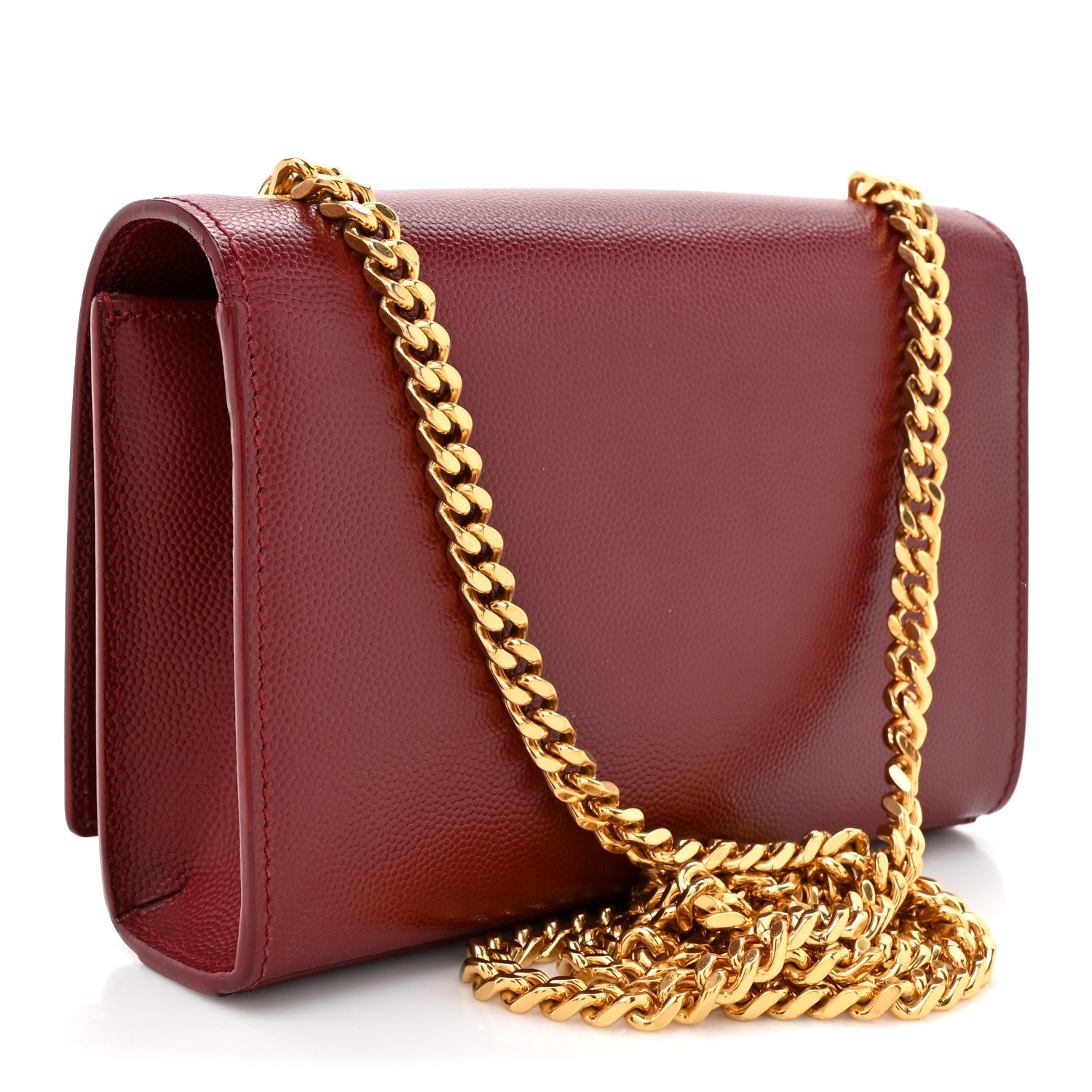 Saint Laurent Grain De Poudre Small Monogram Kate Satchel Red 3 of 14