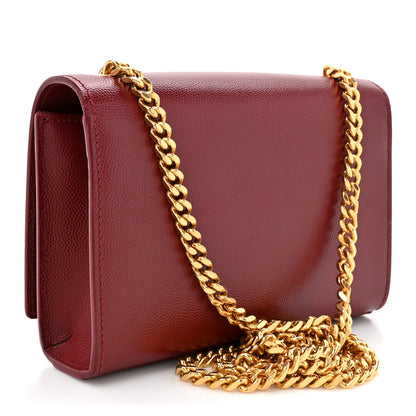Saint Laurent Grain De Poudre Small Monogram Kate Satchel Red 3 of 14