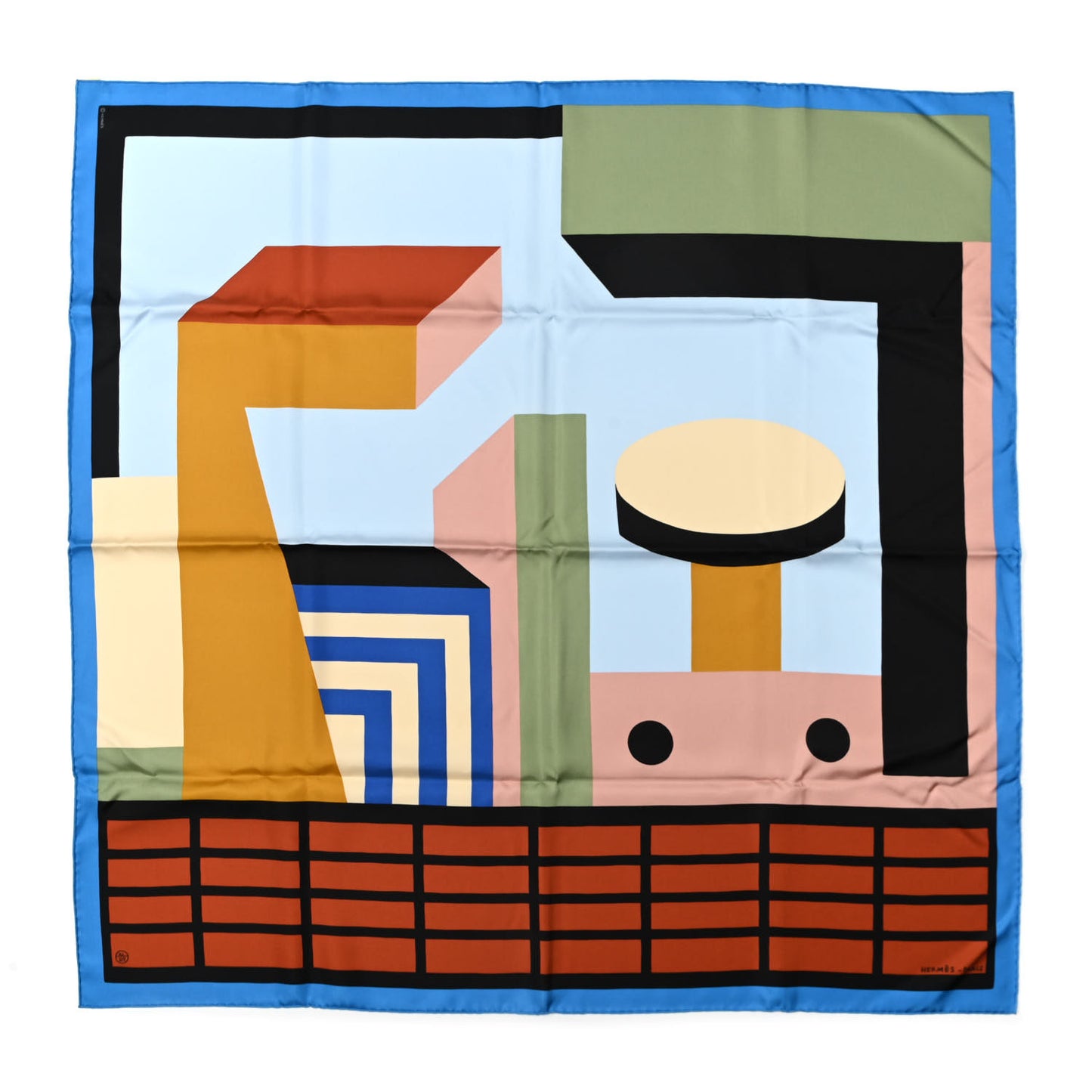 Silk Zeta De Nathalie Du Pasquier Scarf 90 Ciel Black Vert