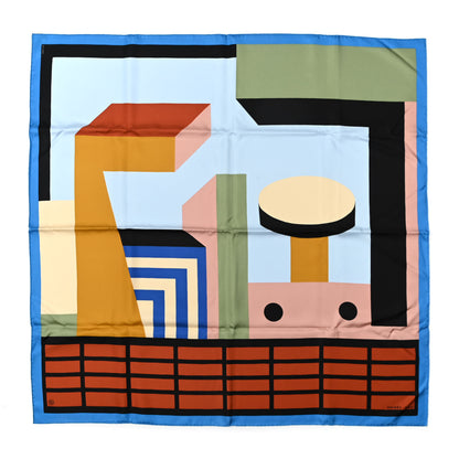 Hermes Silk Zeta De Nathalie Du Pasquier Scarf 90 Ciel Black Vert 1 of 5