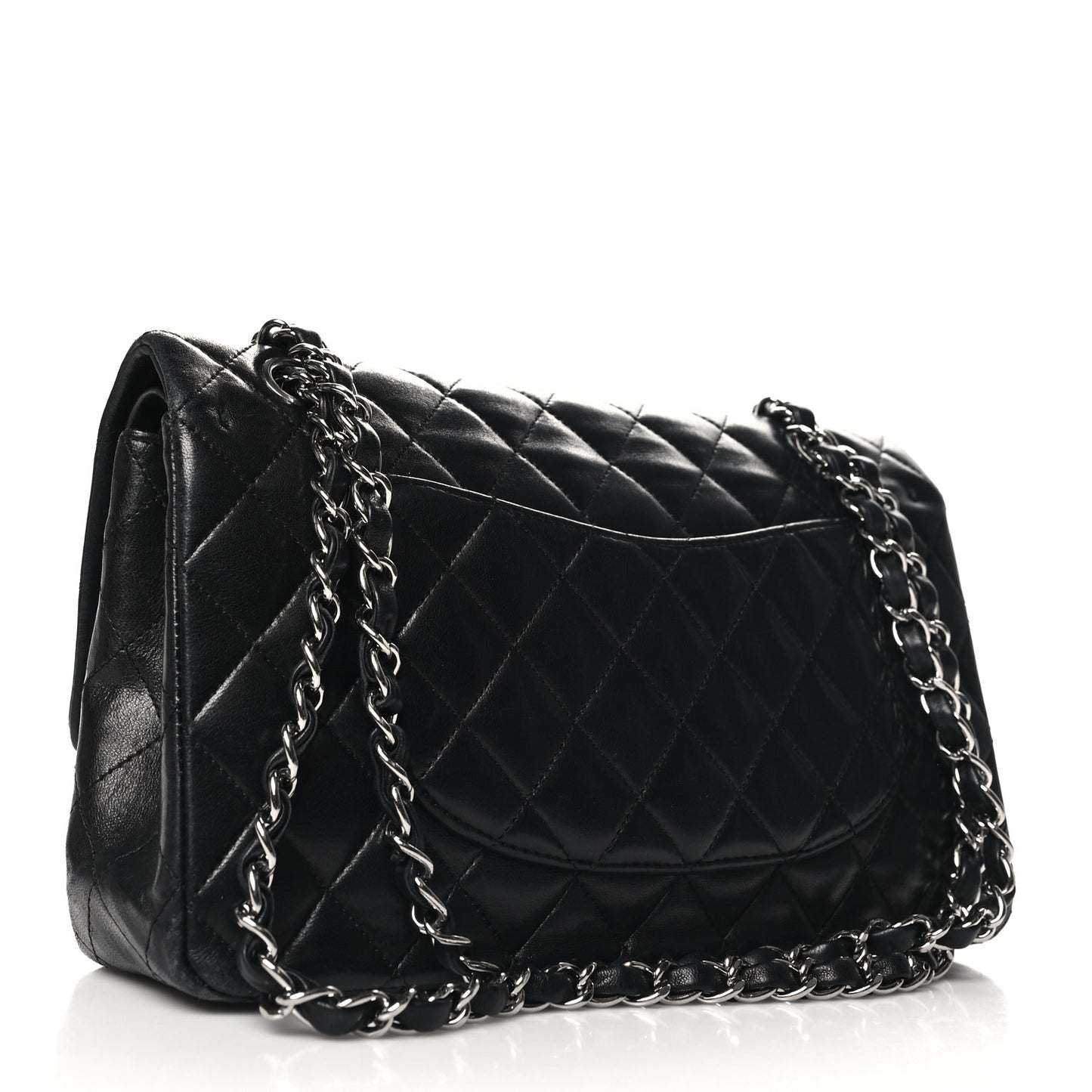 Lambskin Quilted Medium Double Flap Black