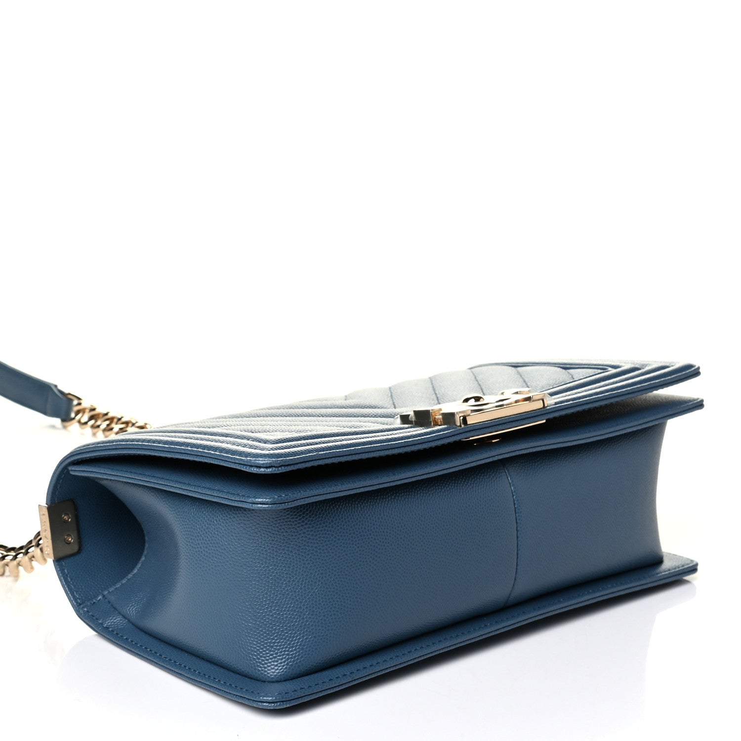 Chanel Caviar Chevron Quilted Medium Boy Flap Blue 3 of 5