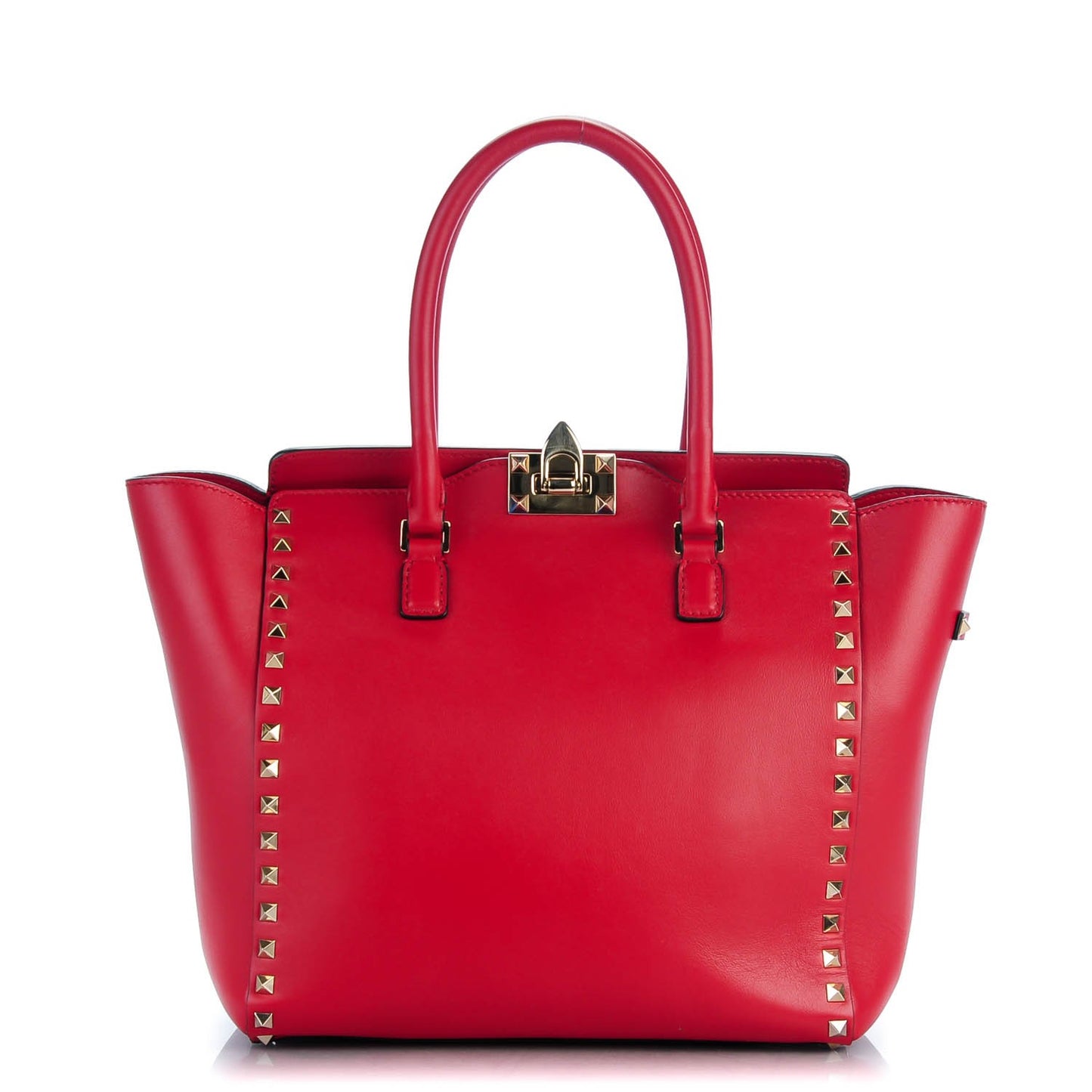 Vitello Rockstud Double Handle Tote Rosso Valentino