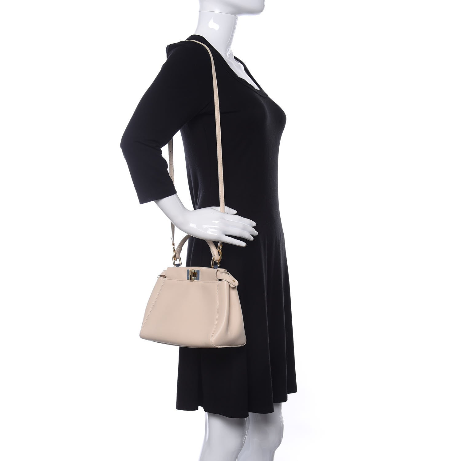 Fendi Nappa Mini Peekaboo Iconic Satchel Nude 2 of 9