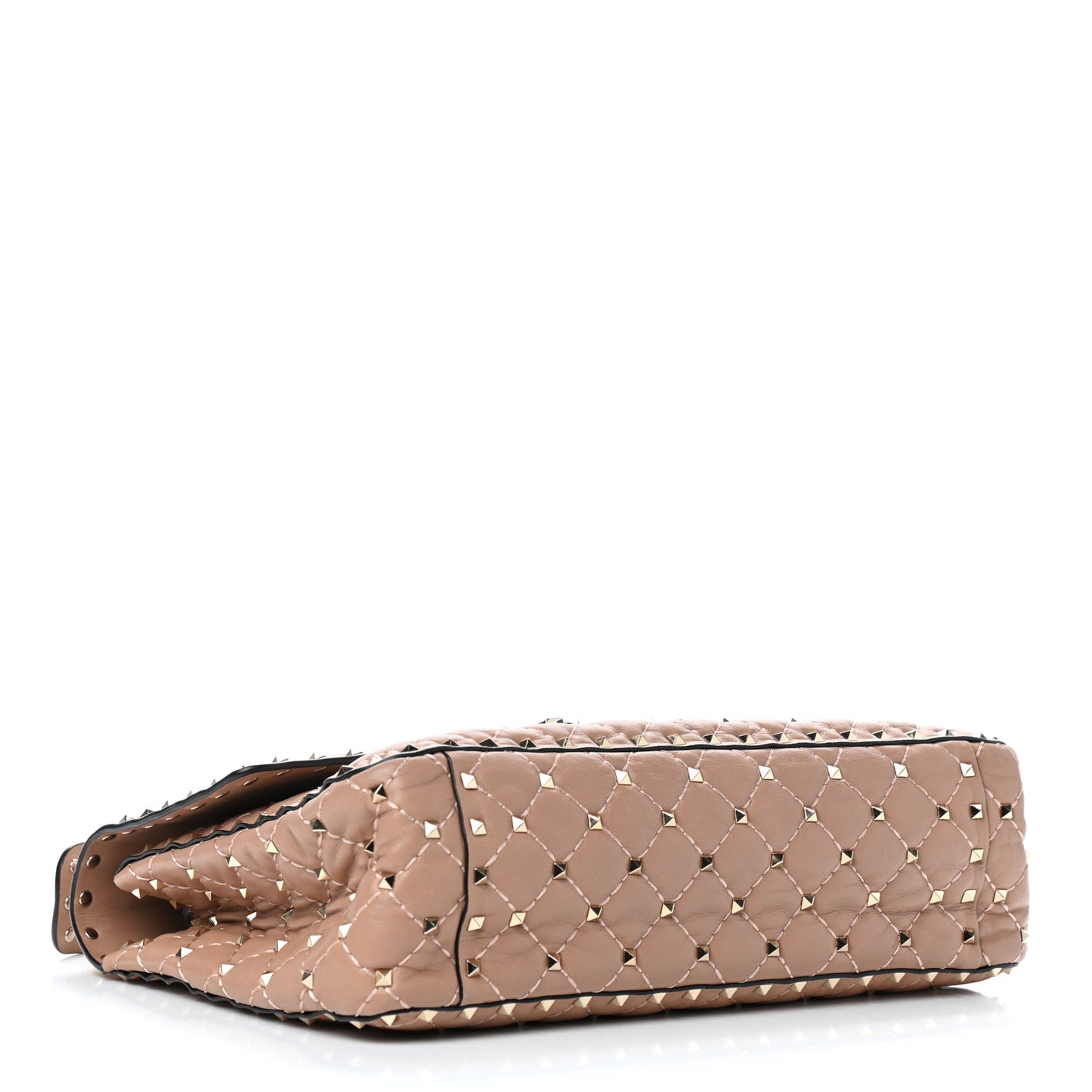 Nappa Large Rockstud Spike Shoulder Bag Soft Noisette
