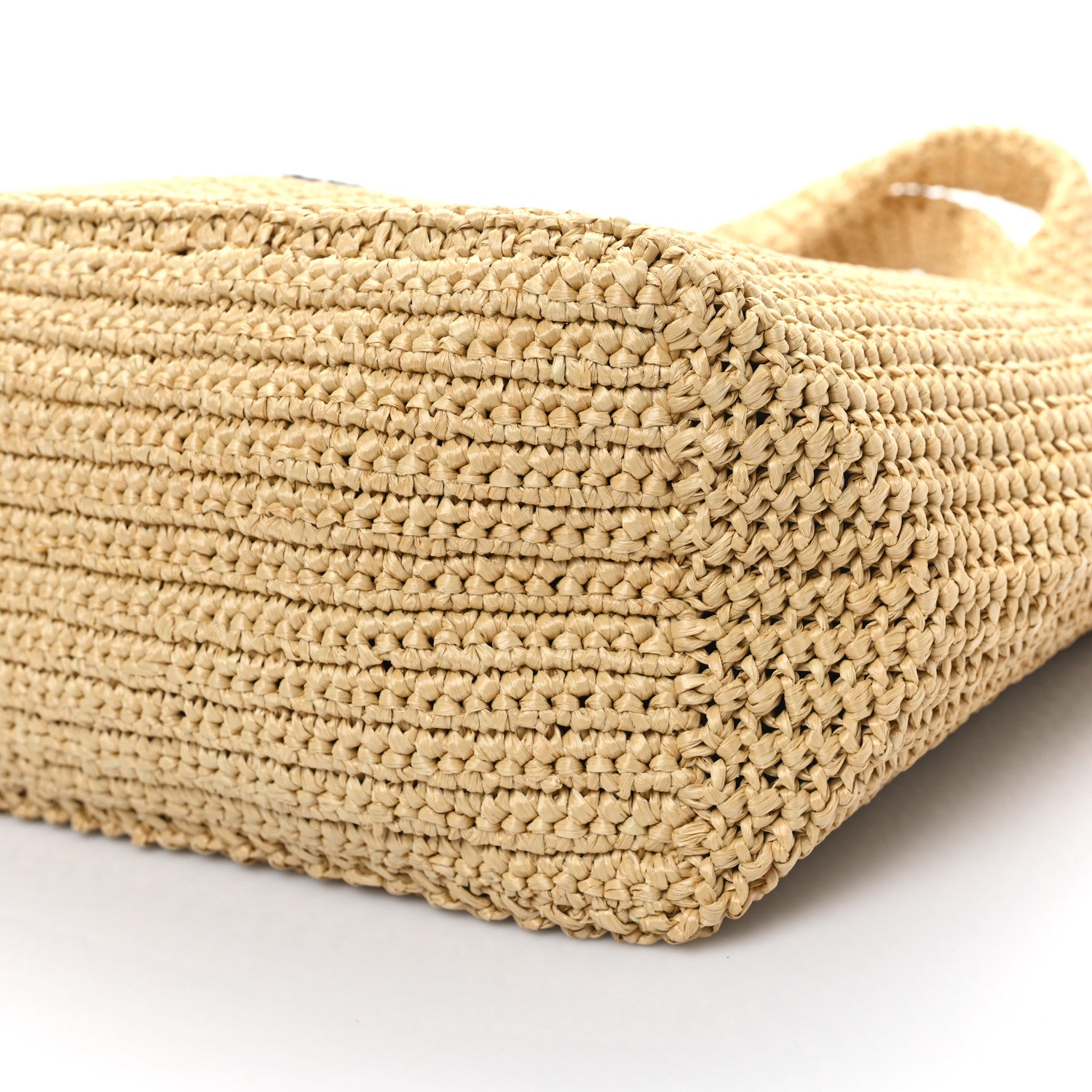 Prada Yarn Raffia Effect Crochet Embroidered Logo Tote Naturale 9 of 9