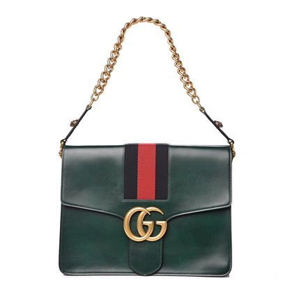 Gucci Tuscany Lux Calfskin Web GG Marmont Shoulder Bag Verde 1 of 15