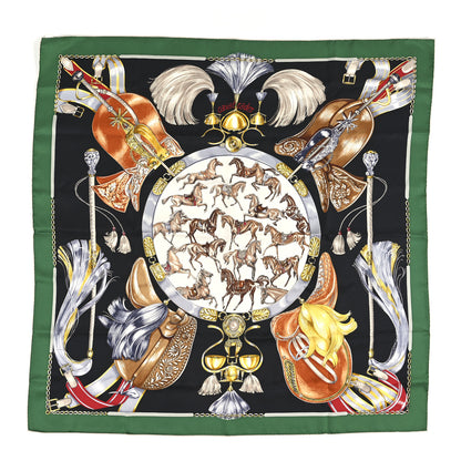 Hermes Silk Cavalcades Scarf 90 Vert Black Brun 2 of 10