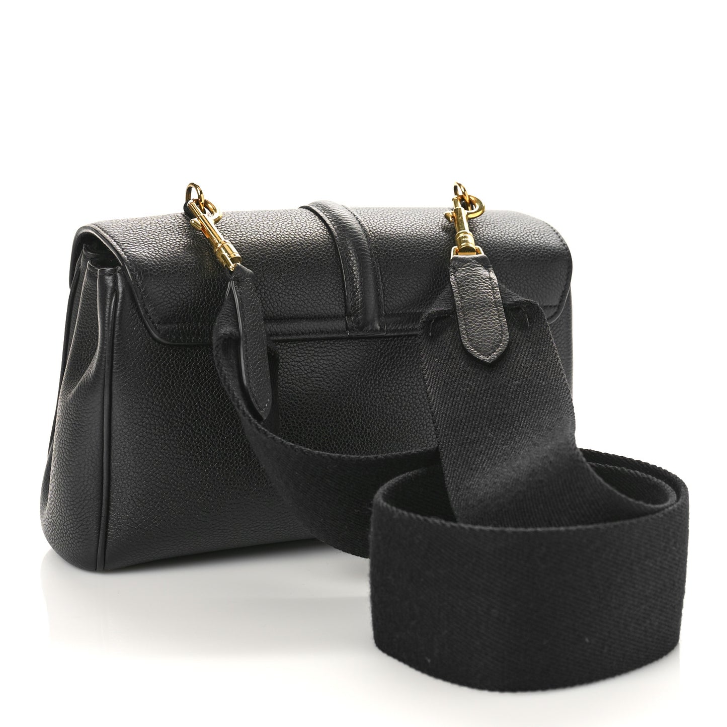 Grained Calfskin Teen Soft 16 Shoulder Bag Black