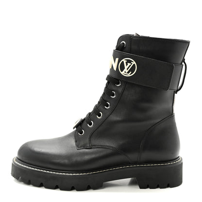 Louis Vuitton Calfskin Territory Flat Ranger Boots 38 Black 1 of 8