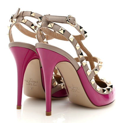 Valentino Garavani Patent Nappa Rockstud Ankle Strap 100mm Pumps 37 Rose Violet Poudre 4 of 8