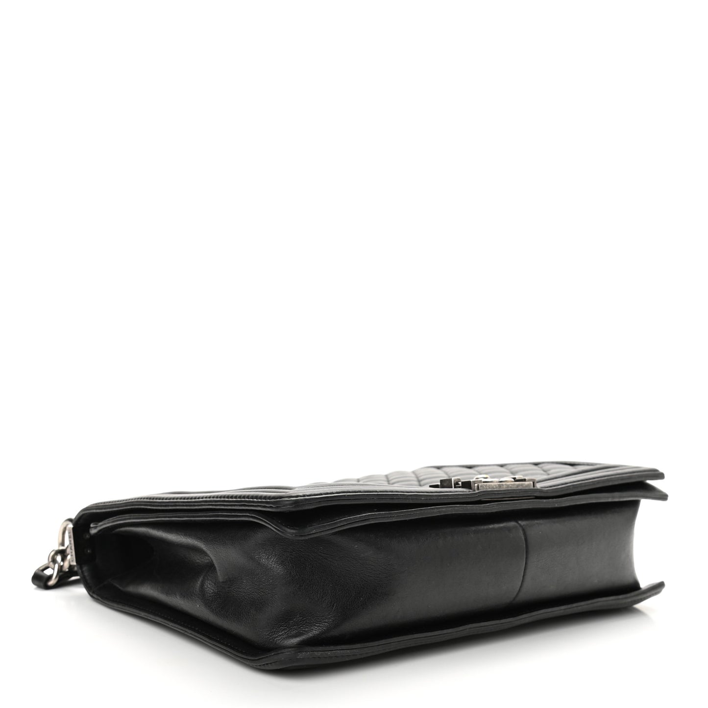Lambskin Quilted Large Boy Flap Black