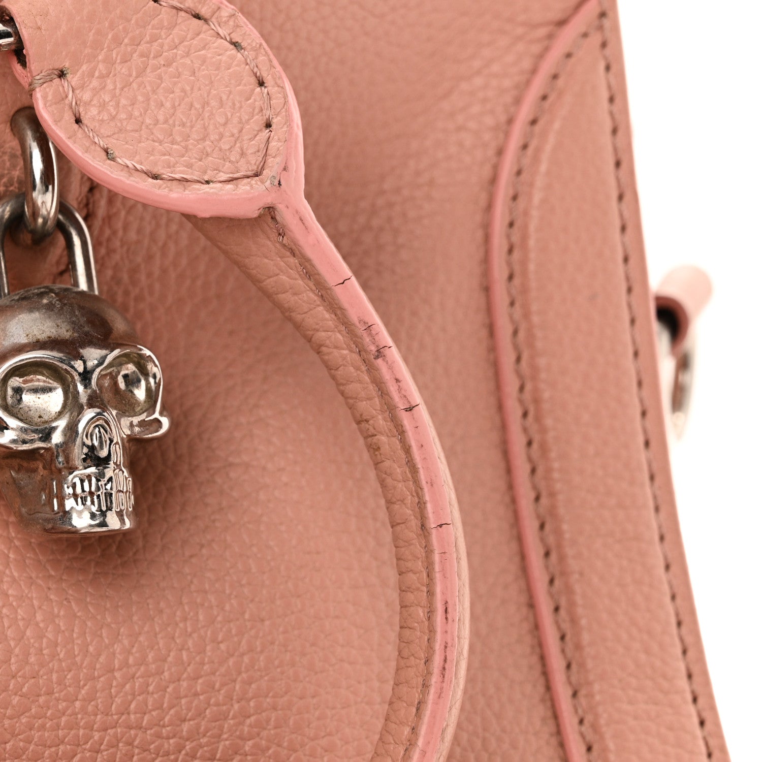 Alexander McQueen Pebbled Calfskin Small Skull Padlock Zip Around Tote Blush Pink 11 of 12