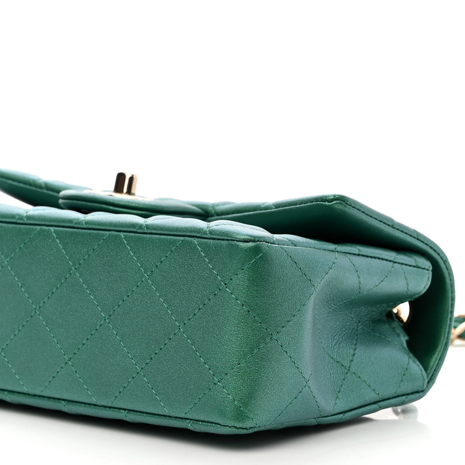 Chanel Iridescent Calfskin Quilted Mini Rectangular Flap Green 10 of 11