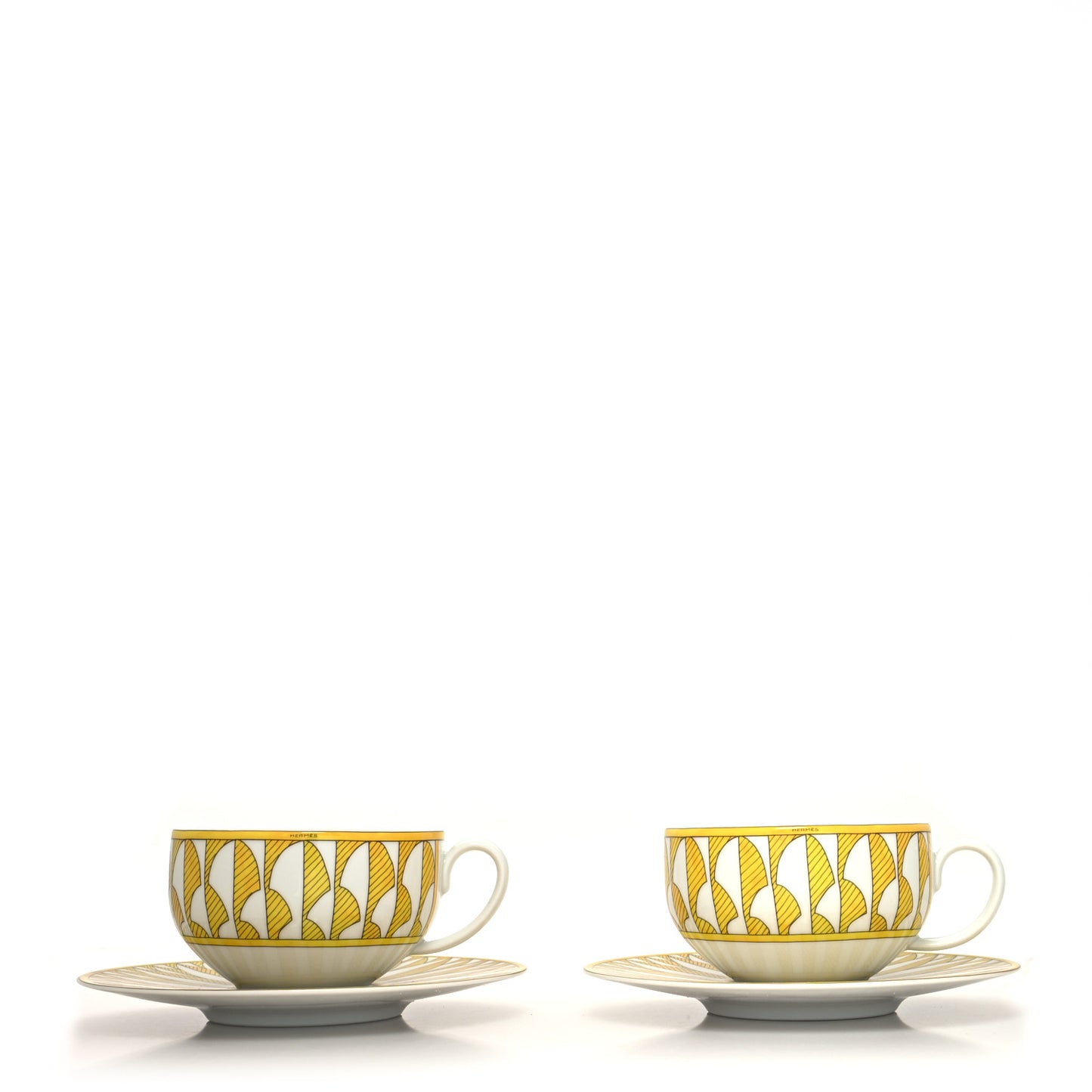Porcelain Soleil d'Hermes Breakfast Cup And Saucer Set Of 2