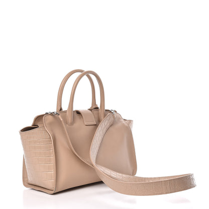 Saint Laurent Smooth Calfskin Crocodile Embossed Baby Monogram Downtown Cabas Dark Beige 3 of 11