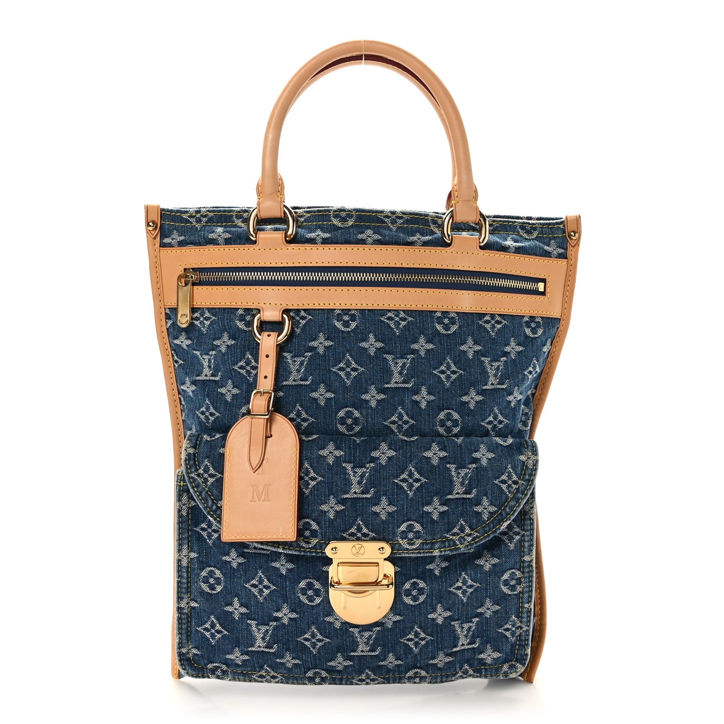 Monogram Denim Sac Plat Blue