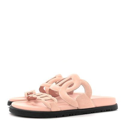 Hermes Suede Goatskin Extra Sandals 36.5 Rose Opaline 3 of 9
