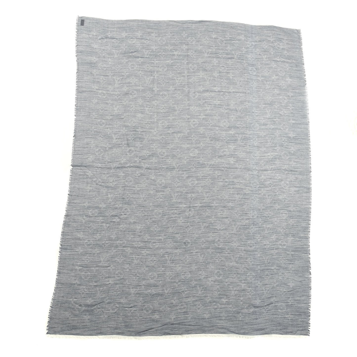 Wool Cotton Silk Daily Monogram Stole Denim