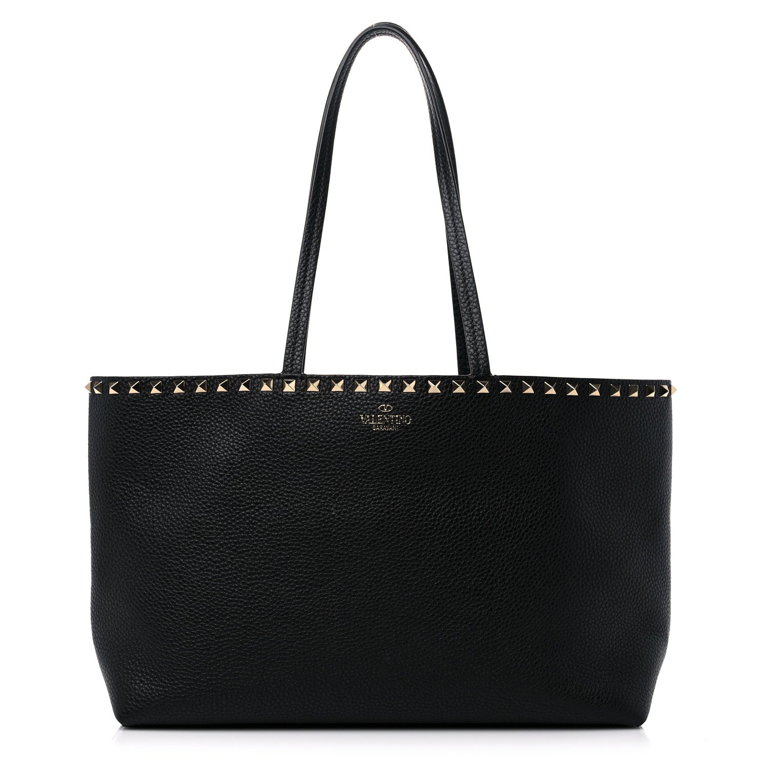 Valentino Garavani Grained Calfskin Small Rockstud Shoulder Tote Black 1 of 14