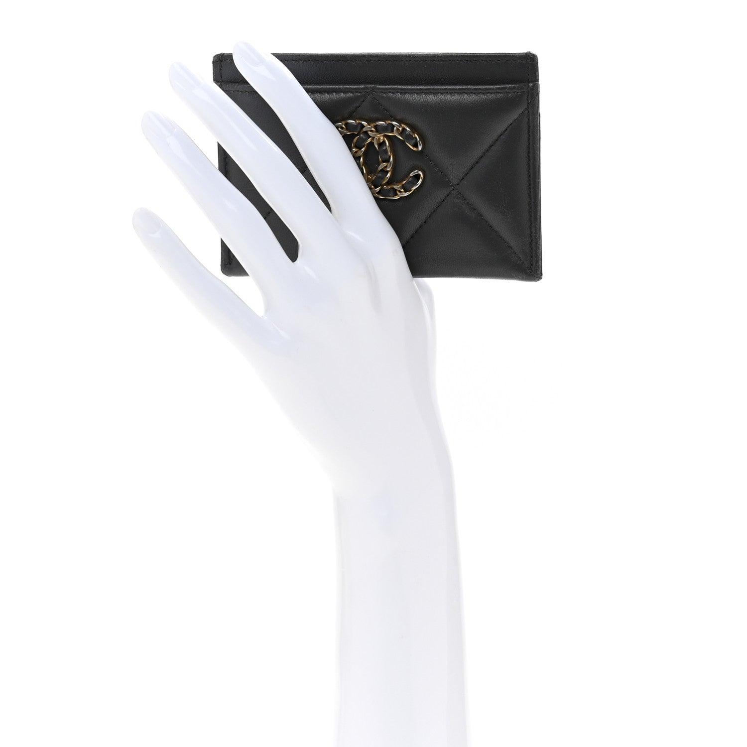 Chanel Lambskin Quilted Chanel 19 Card Holder Dark Grey 2 of 10