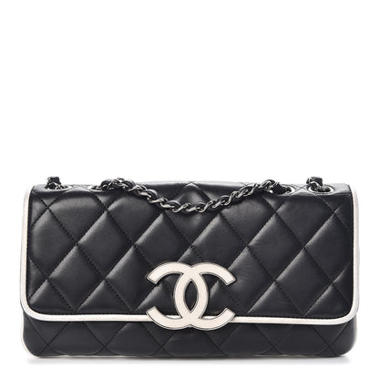 Chanel Lambskin Two Tone Flap Black White 1 of 19