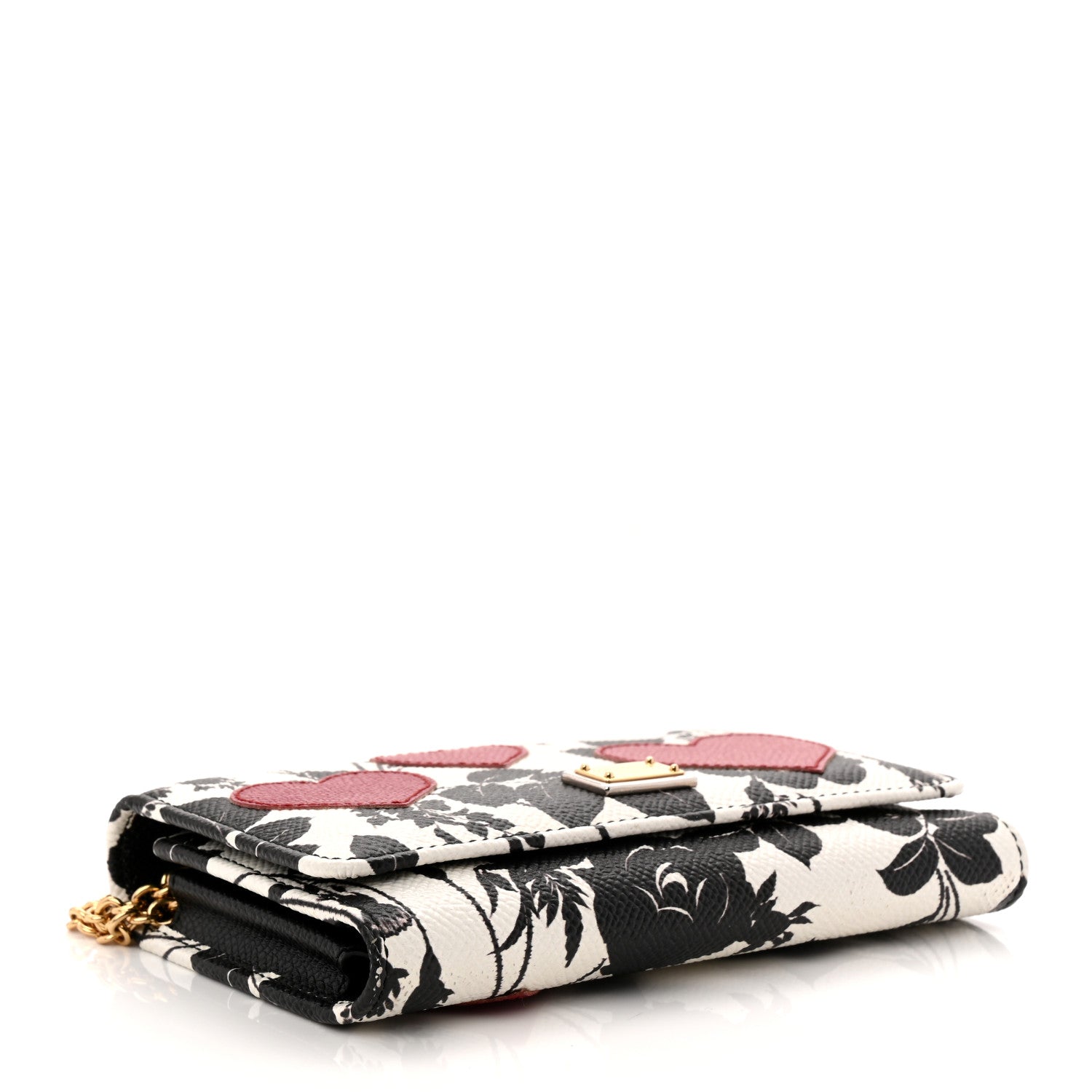 Dolce & Gabbana Dauphine Floral Print Hearts Mini Miss Sicily Chain Phone Case Wallet White Black 4 of 11