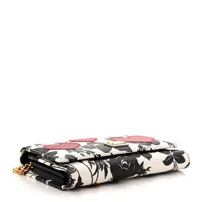 Dolce & Gabbana Dauphine Floral Print Hearts Mini Miss Sicily Chain Phone Case Wallet White Black 4 of 11