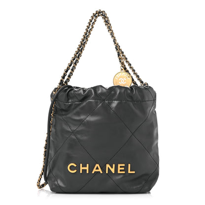 Chanel Shiny Calfskin Quilted Mini Chanel 22 Dark Grey 1 of 9