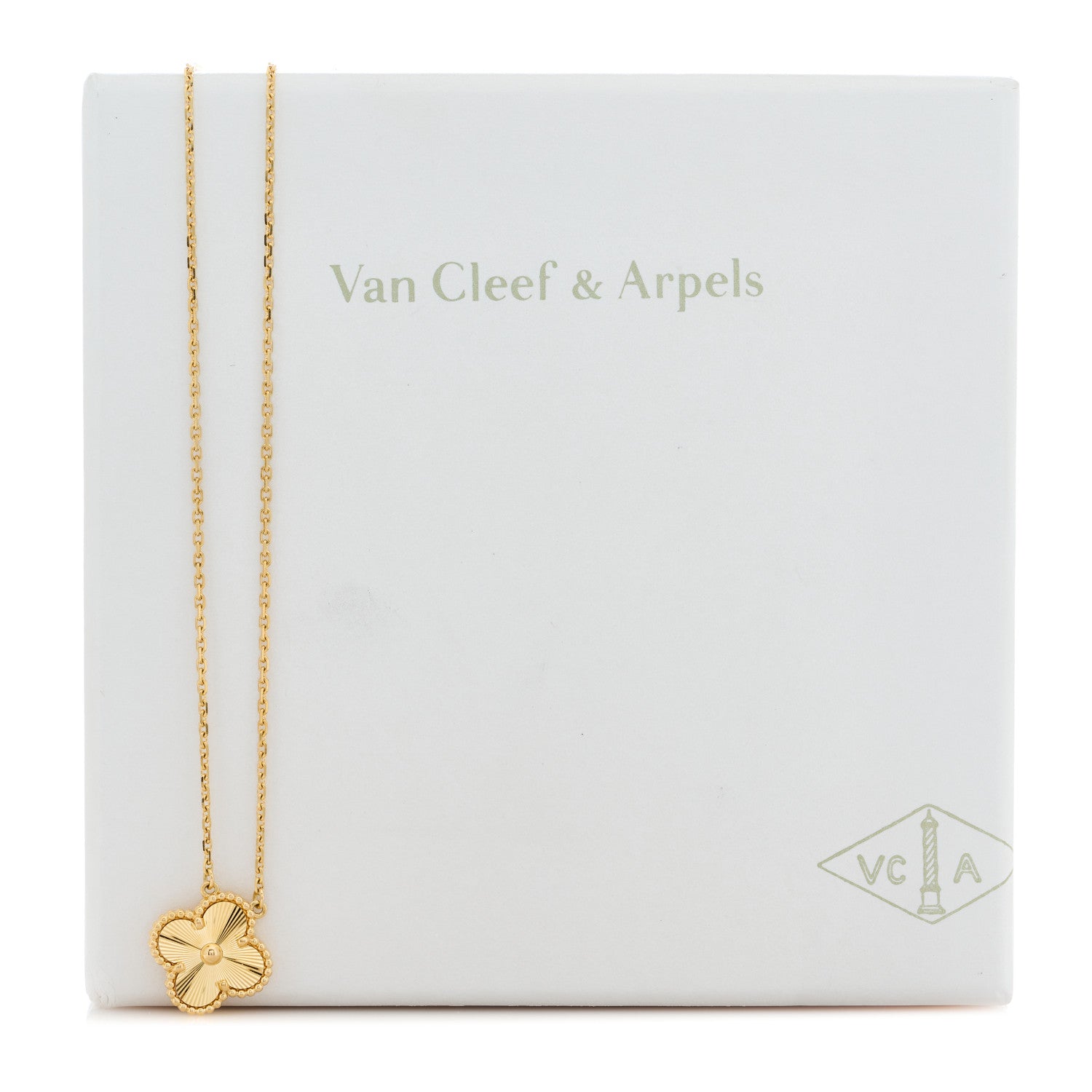 Van Cleef & Arpels 18K Yellow Gold Guilloche Vintage Alhambra Pendant Necklace 5 of 5