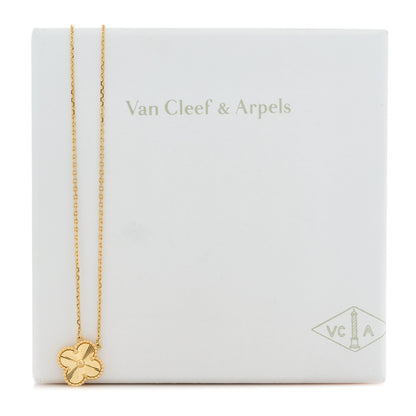 Van Cleef & Arpels 18K Yellow Gold Guilloche Vintage Alhambra Pendant Necklace 5 of 5