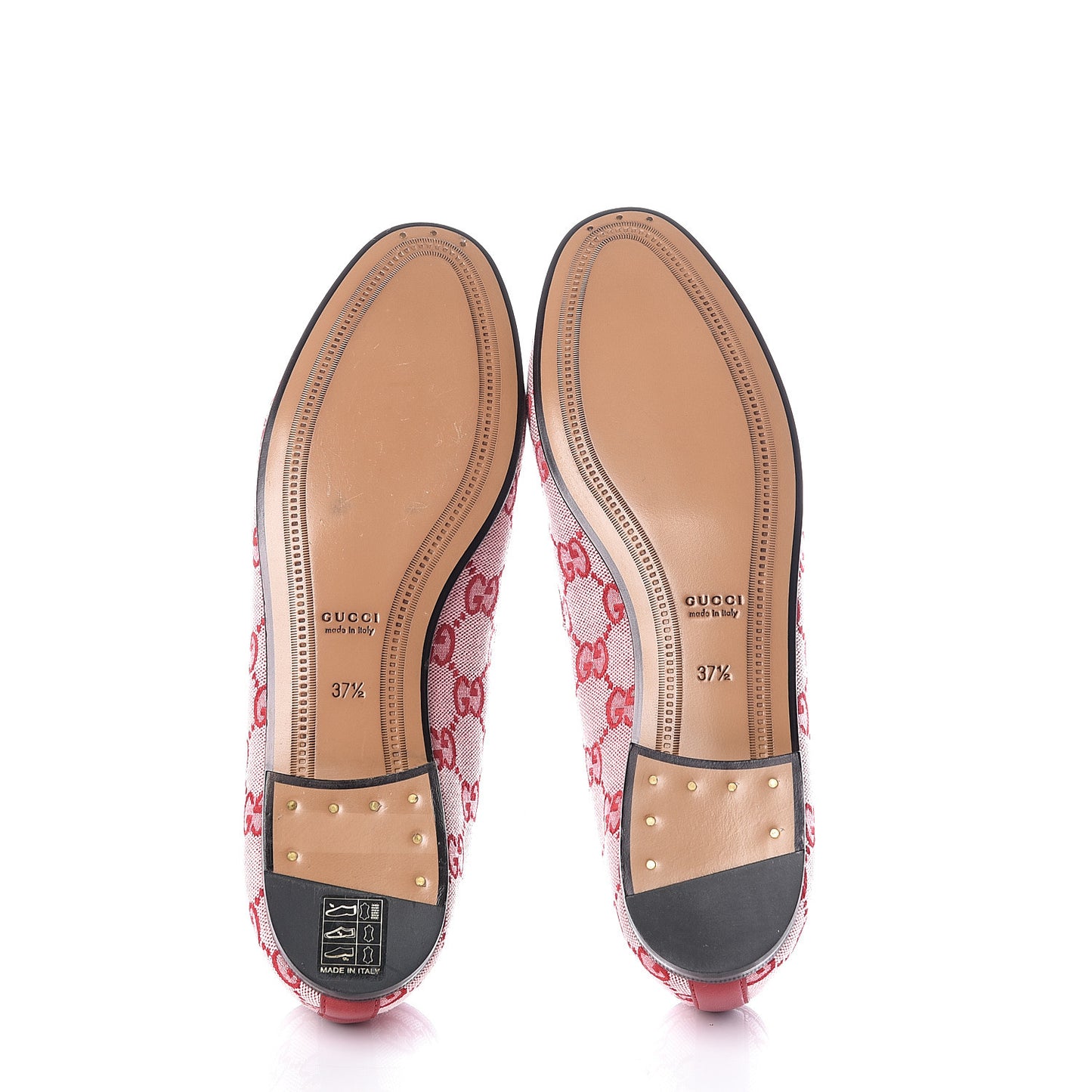 Canvas GG Monogram Horsebit Womens Jordaan Loafers 37.5 Gardenia Hibiscus Red