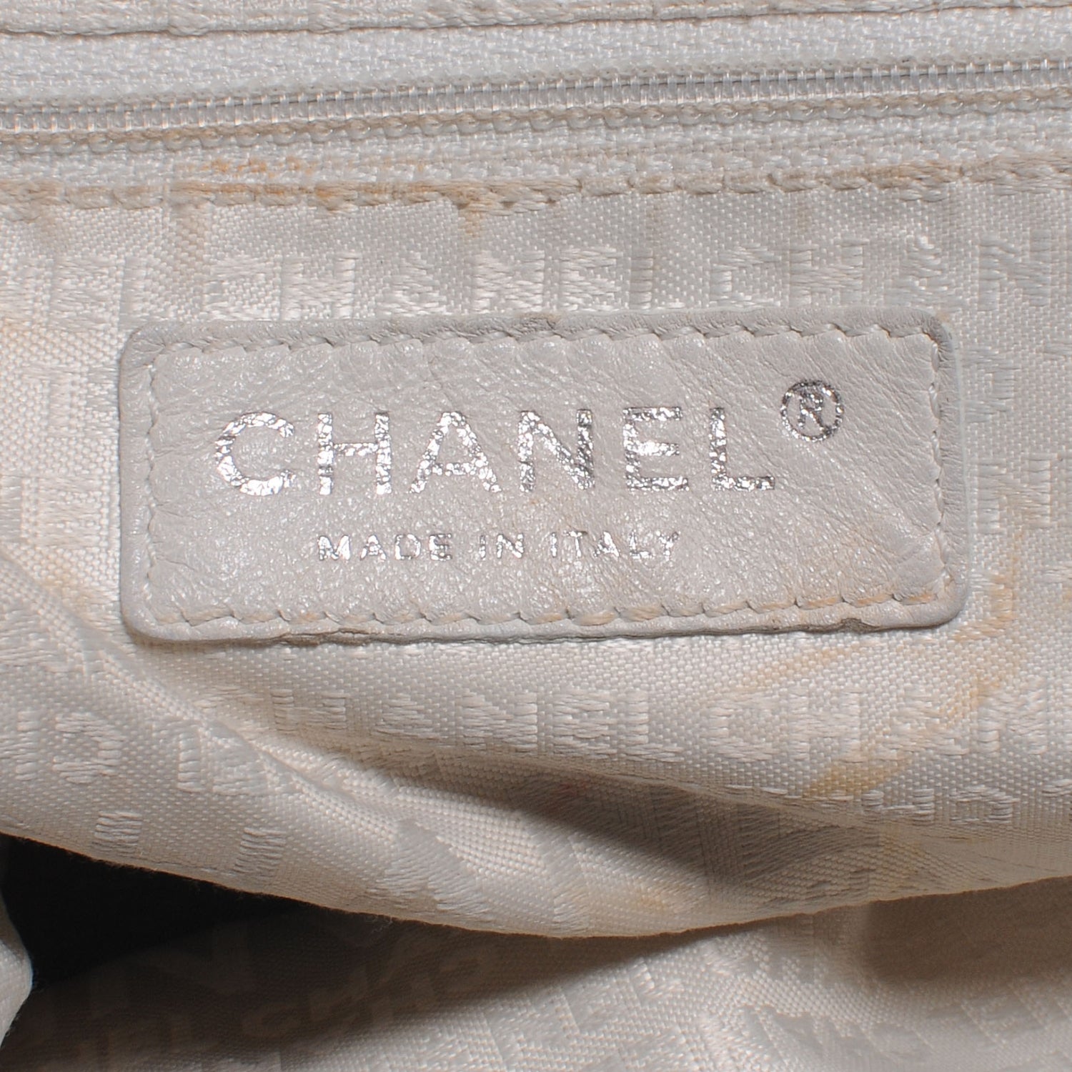 Chanel Leather Contrast Stitch Drawstring Tote Navy 6 of 8