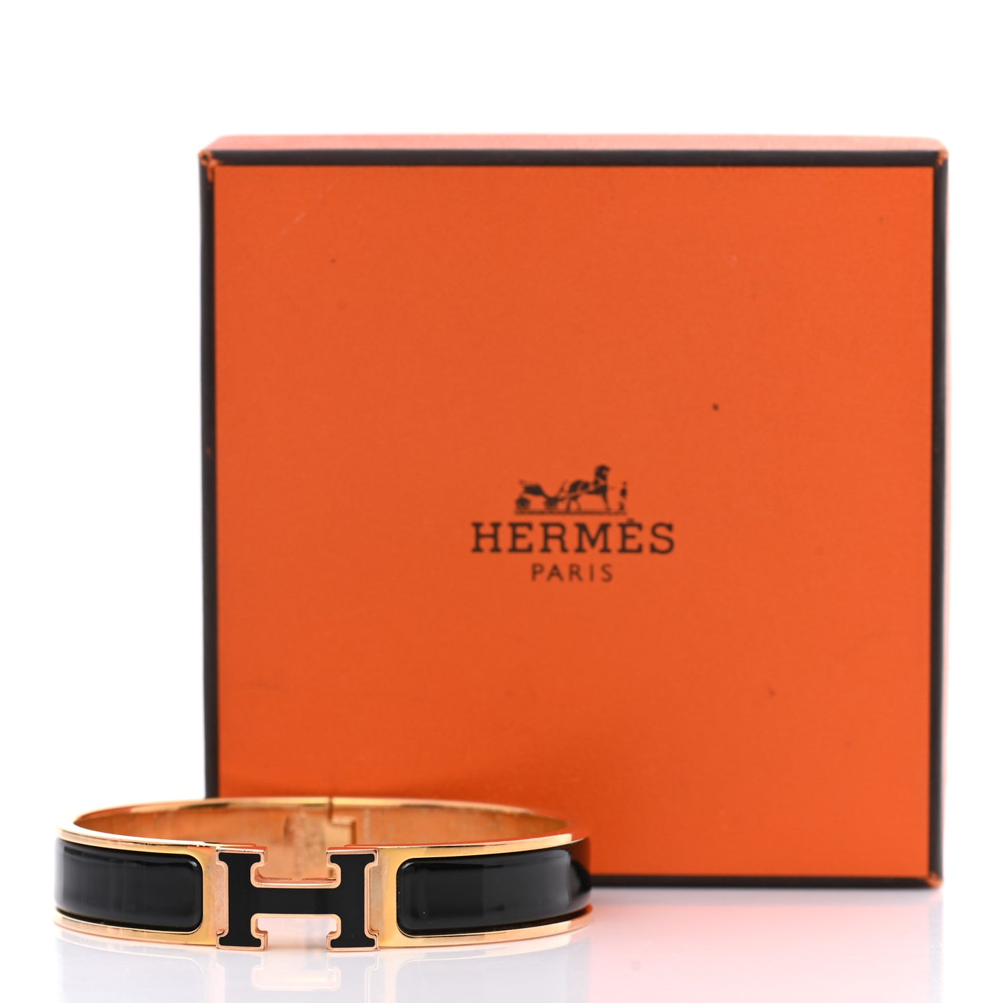 Enamel Narrow Clic Clac H Bracelet GM Black