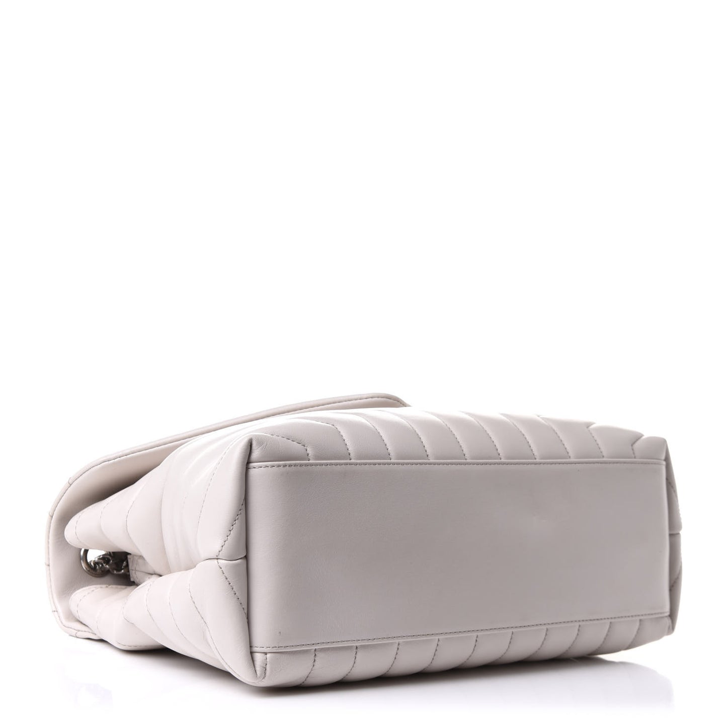 Calfskin Y Quilted Monogram Medium Loulou Chain Satchel White