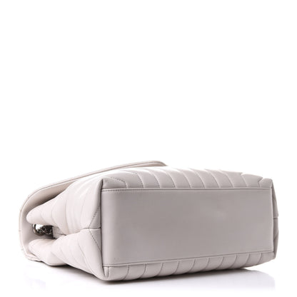 Saint Laurent Calfskin Y Quilted Monogram Medium Loulou Chain Satchel White 3 of 6