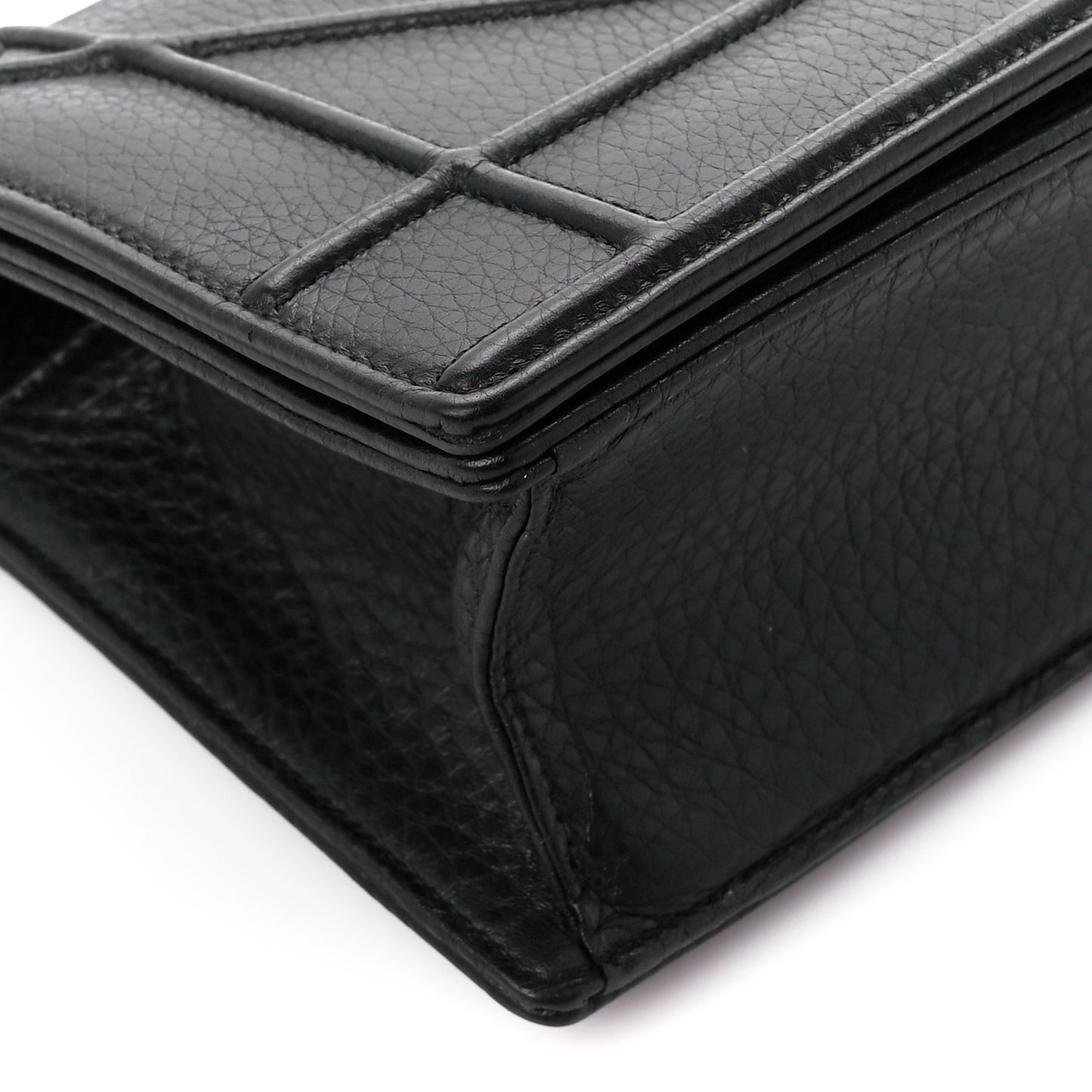 Grained Calfskin Small Diorama Flap Bag Black